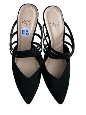 IMPO Black Pointed Toe Strappy Mule